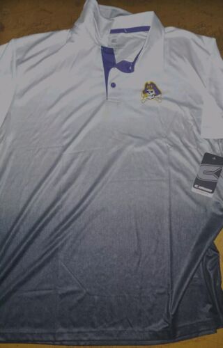 colosseum Polo Shirt Purple Collar EUC East Carolina University Pirates Sz XL