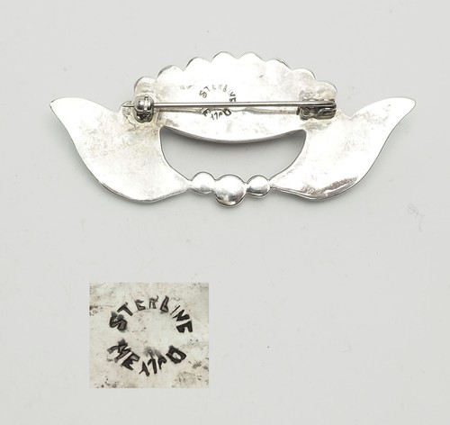 Antico Argento Sterling Ametista Floreale Motivo Spilla Mexico - Foto 3 di 3