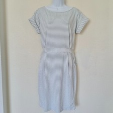 Fashion Womens Casual Striped Dress Size L Short Sleeve Knee Length Stretch