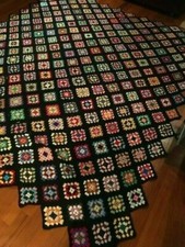 Coperta fatta a mano della nonna plaid, letto, crochet ,uncinetto, lana vintage