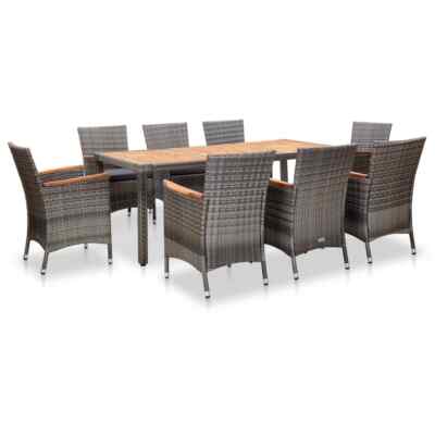 5 7 9-tlg. Garten Essgruppe mit Auflagen Poly Rattan Gartenset Gartengarnitur DE