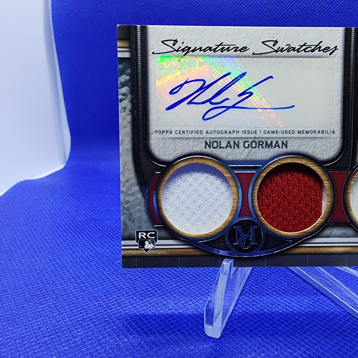 Nolan Gorman 2023 Topps Museum Triple Relic Signature Swatches RC