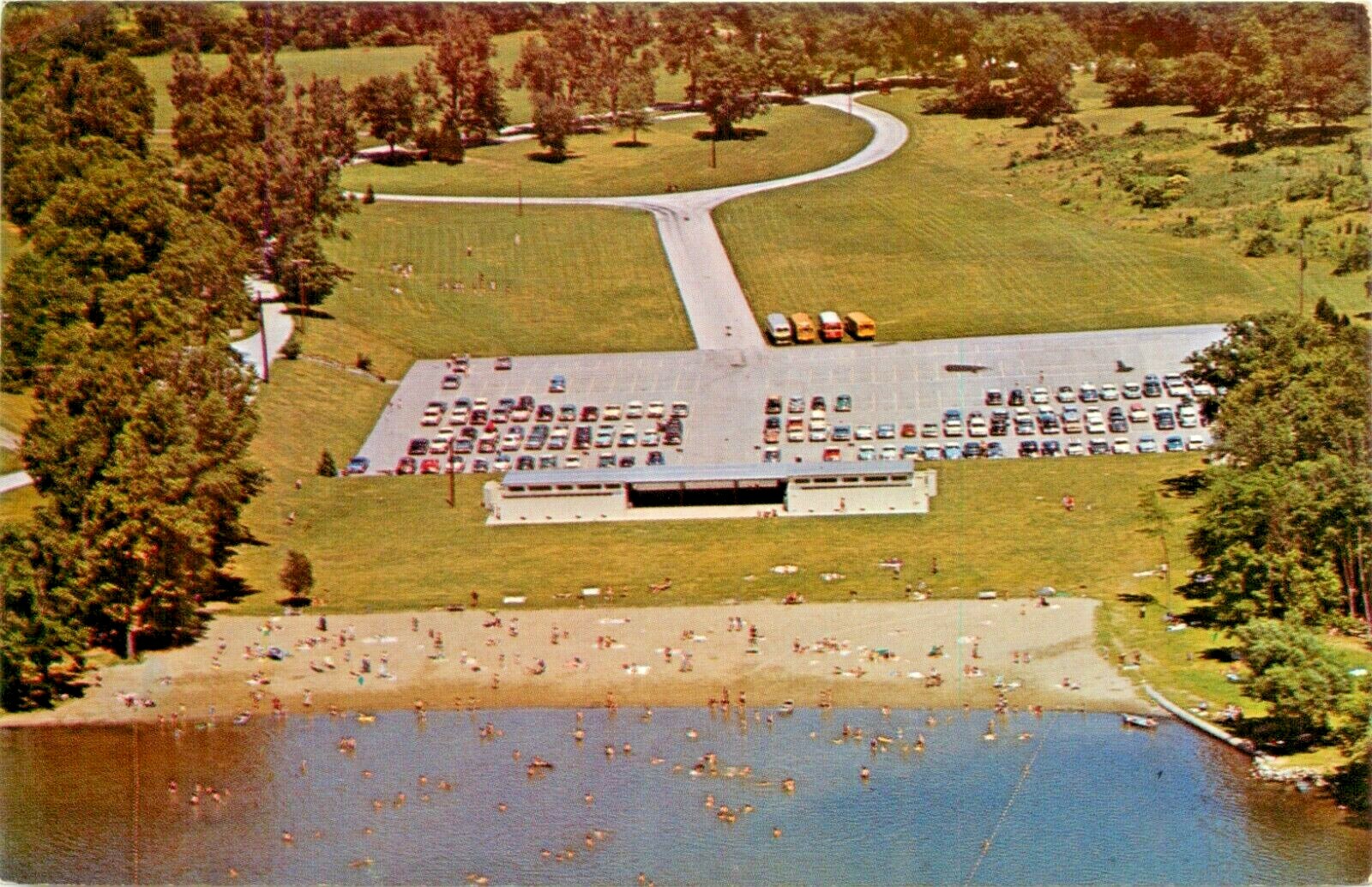 An Aerial View Of The Beach, Swartswood Lake State Park, New Jersey NJ
