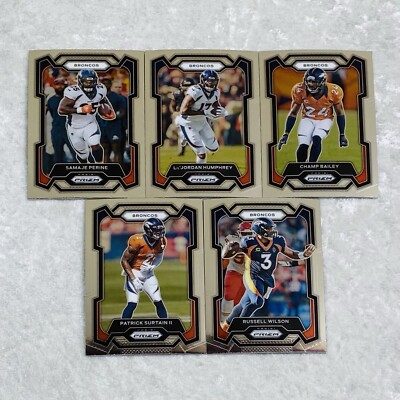 (5) 2023 Panini Prizm Football Broncos Team Cards Wilson Perine Champ Surtain II