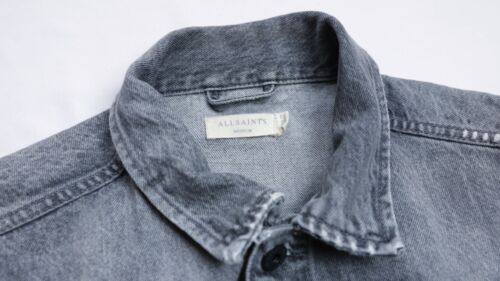 AllSaints Bilton Denim Distressed jacket mens Jean top size M Medium SLIM MA007S - Picture 8 of 9