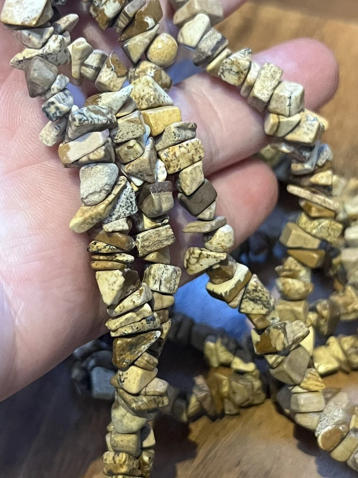 5-8mm Natural Landscape Jasper Chip Freeform Gemstone Loose Beads 24in Strand - Image 4 of 4