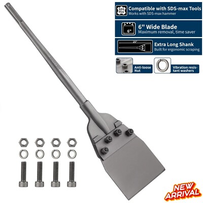 6 Inch SDS Max Floor Scraper Thinset Removal Chisel Bits for Rotary Hammer Drill