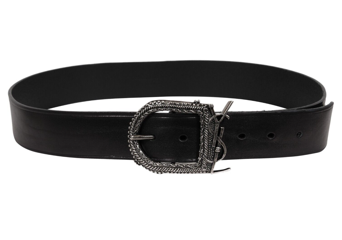 Saint Laurent Mens YSL Logo Western Buckle Belt 90 30 31 32 Saint Laurent Mens YSL Logo Western Buckle Belt 90 30 31 32