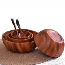 Container Natural Acacia Wood Household Tableware Ramen Bowls Bowl Wooden Bowl.