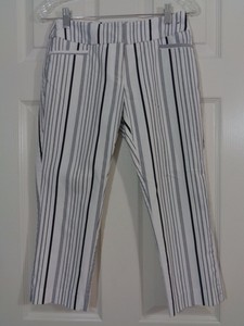black and white striped capri pants