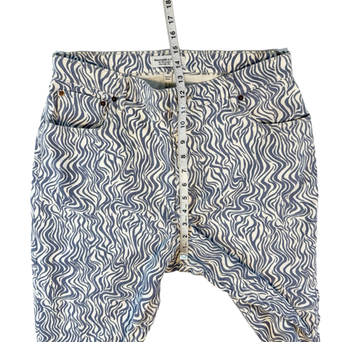 Pantalones de mezclilla rectos Abercrombie & Fitch 32/14R estampados tiro ultra alto años 90 ondas azules - Imagen 7 de 15