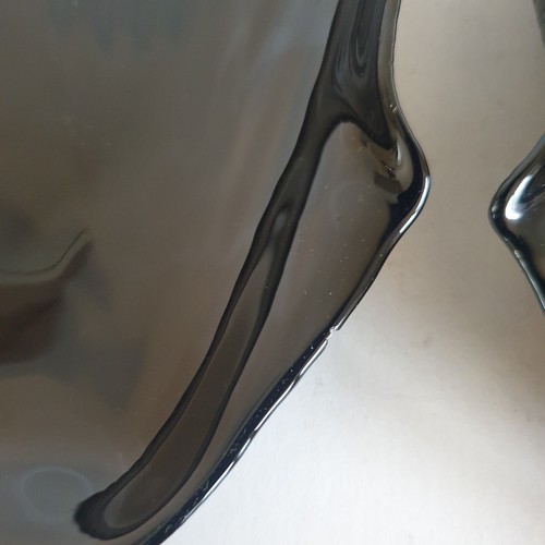4x Vintage Arcoroc Black Glass Shell Shaped 20cm Side Plates Scallop Coquillage - Picture 5 of 11