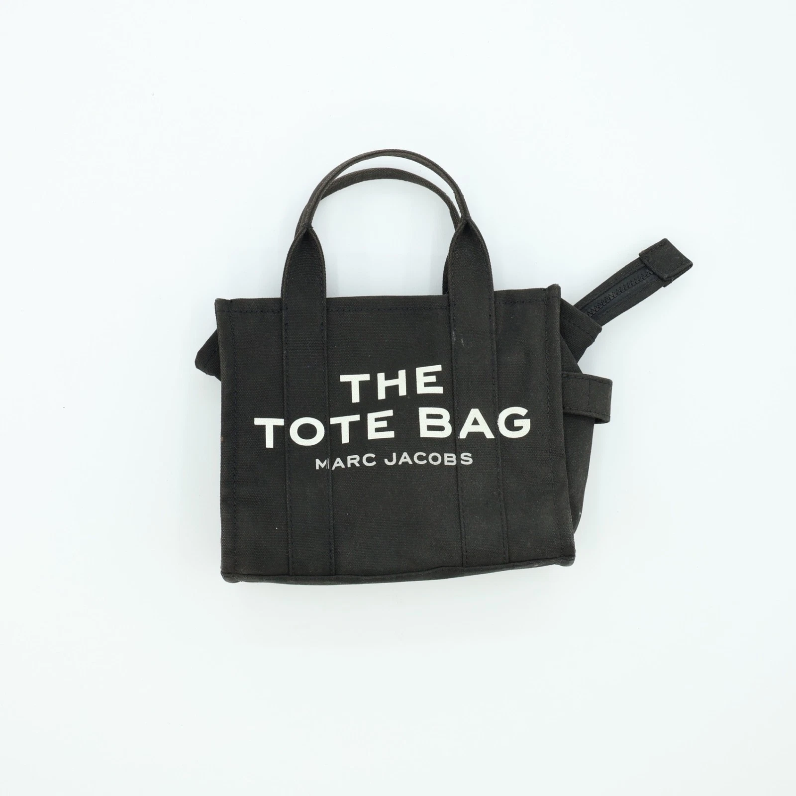 Marc Jacobs Women's Tote Bag Small Black Logo Print Handle Zip Pocket Used