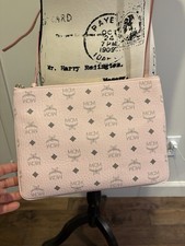 MCM Medium Powder Pink Flat Pouch Crossbody Bag