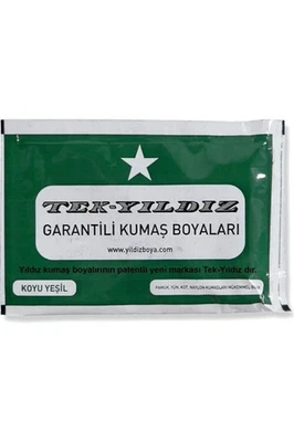 TEK YILDIZ Dark Green Colour Fabric Dye, Fabric Clothes Powder Dye, Hand & Washing Machine