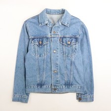 Vintage Levi's Denim Trucker Jacket Youth Size Large Orange Tab