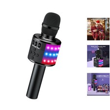 Bluetooth Singing Microphone with Echo Effect Colorful LED Lights - Gift Idea