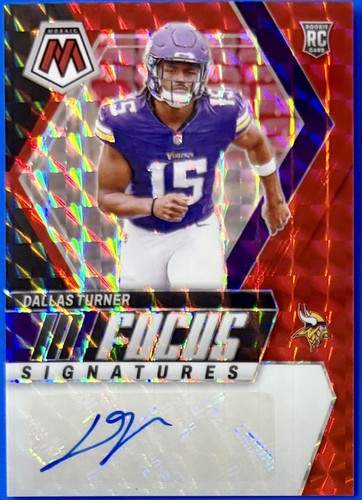 2024 Panini Mosaic In Focus Signatures Red Prizm #d /199 Dallas Turner Auto