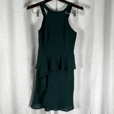 Lulus Make You Pine Forest Green Ruffled Mini Dress Women's Size XS
