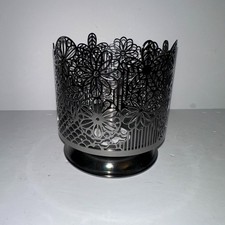 Bath Body Works Modern Black Metal Flowers Candle Holder Large for 3 Wick
