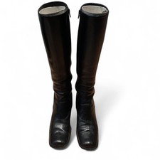Vintage Prada Black Leather Knee-High Boots size 38.5