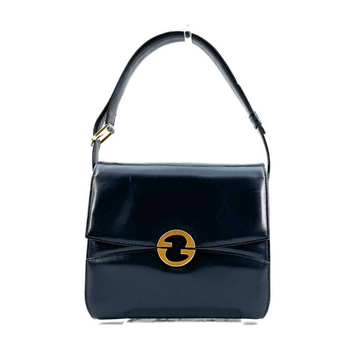 Vintage Gucci Interlocking Hand Bag leather Black Auth