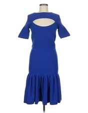 McQ Alexander McQueen Blue Knit Fishtail Midi Dress ~ Sz 44 