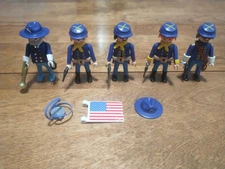 Playmobil Lot of 5 Union Cavalry Soldiers with Pistols, Bugle, Flag & More
