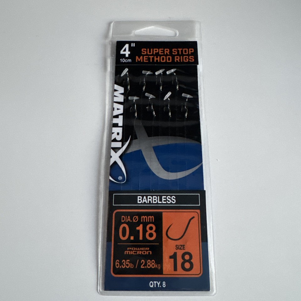 (x2 packs) Matrix Super Stop Method Rigs - 4”/10cm - Size 18 to 0.18mm ...