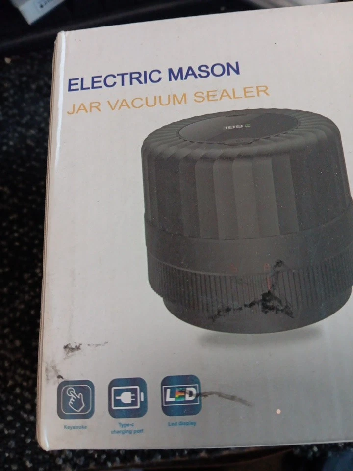Electric Mason Jar Vacuum Sealer for Wide Mouth and Regular Mouth Mason Jars NIB
