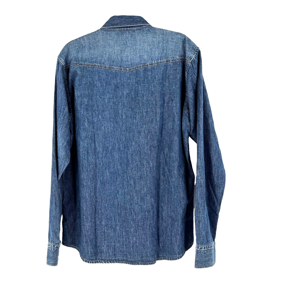 ARIAT Retro Cambray Denim Perla Snap Jean Camisa Para Hombre M Yellowstone Landman NUEVA Foto 2 de 4