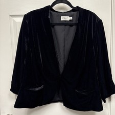 Eliza J Blazer Women's Black Velvet Lined Size 2X Cinched 3/4 Sleeves - Excel