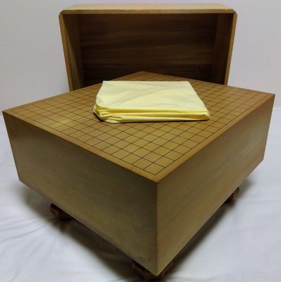 Shin Kaya Go Board 5.7 Sun Kiura w/ Legs Heso Paulownia Lid Cloth Cover Japan