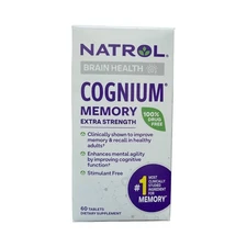 Natrol Cognium Memory Extra Strength, Brain Health Supplements, 60ct. Exp 9/26