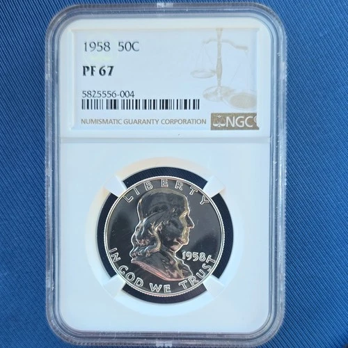 1958 Franklin Half Dollar NGC PF67 Proof Silver 50C Philadelphia KM#195