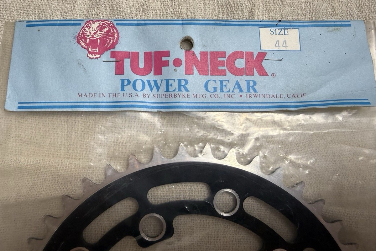 NOS Vintage Tuf-Neck Power Gear 44T BMX Sprocket Black Anodized