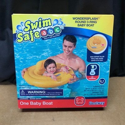 NIB Swim Safe ABC Wondersplash Round 3 Ring One Baby Boat Ages 0-1 yrs Yellow