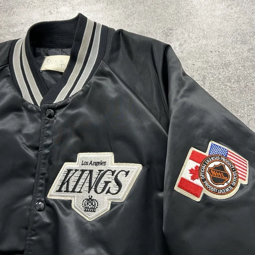 VTG 90s NHL LOS ANGELES KINGS CHALK LINE SATIN JACKET BOMBER SIZE XL MADE IN USA - Picture 2 of 6