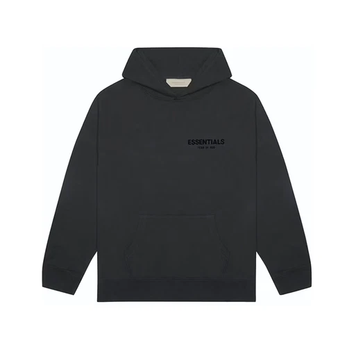 Felpa con cappuccio pull over Fear of God Essentials (SS22) (nero limousine elasticizzato)