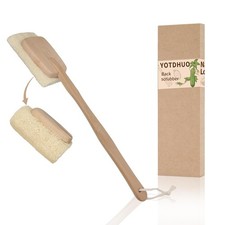 Natural Loofah with Handle,Back Scrubber for Shower Exfoliating Luffa On a St...