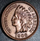 1906 INDIAN HEAD CENT - With LIBERTY & Near 4 DIAMONDS - AU UNC