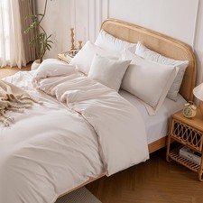 Bridal Blush 100 Washed Cotton Duvet Cover Set King Size, 3 Pieces, 1 Duvet