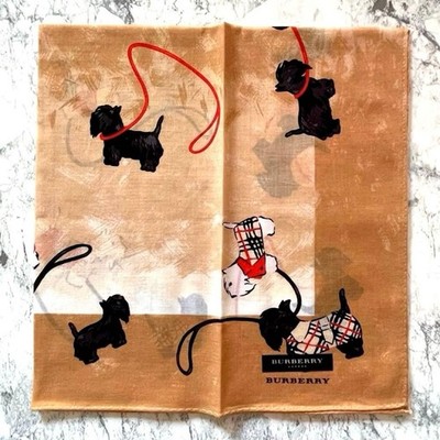 Burberry Dog pattern Handkerchief Mini Scarf Leash Check 50x50cm