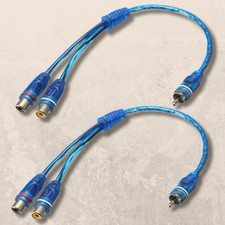 2x 12" RCA Audio Jack Cable Y Splitter Adapter 1 Male to 2 Female Plug 2 Pcs