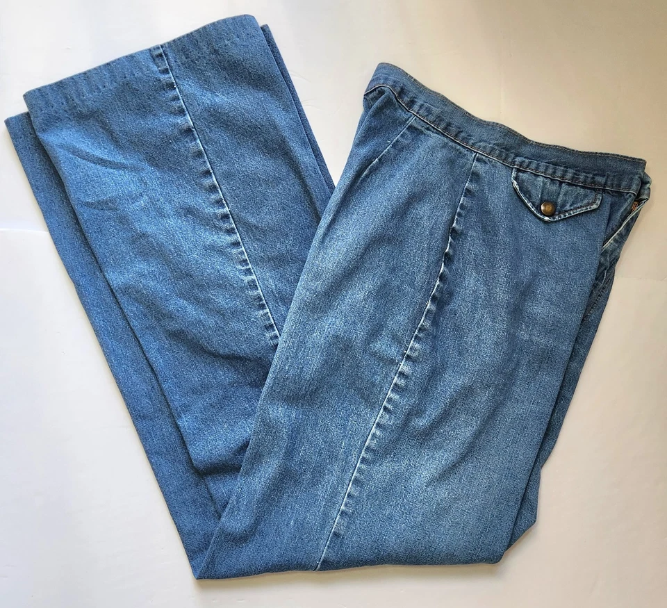 1970s JC Penney Fashions Jeans Denim Wide Leg High Waist Hippie Boho Vtg 25x30" - Image 3 of 4