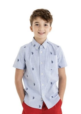 U.S. Polo Assn. Short Sleeve Button-Up Shirt for Boys, Size S(6/7)