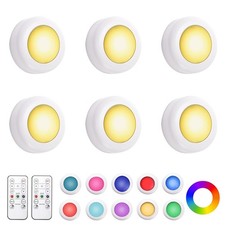 LED Puck Lights 6 Pack16 Color Changeable Wireless LED Cabinet LightsBattery ...