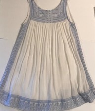 Love Marks Sz Small Short sleeve White Dress with Light Blue Embroidered Accents