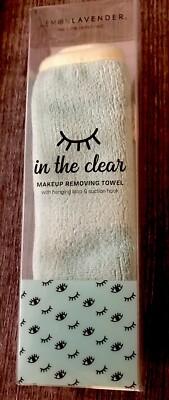 Lemon Lavender In the Clear Makeup Removing Towel Washable Hanging Loop Green