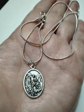 St Michael +Guardian Angel Medal 925 Sterling Silver Chain Necklace